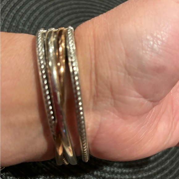 FINAL PRICE 🔥Brighton Silver bangle cuff bracelet two tons with blue💙stones - Picture 7 of 10